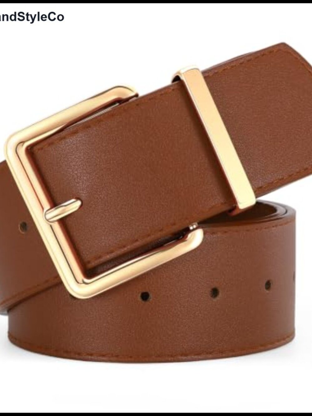 Chunky Wide Faux Leather Belt with Gold Buckle for Women